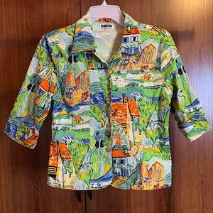 Kaktus Abstract Wearable Art Painting Van Gogh Denim Jacket
